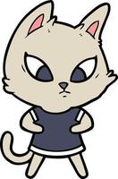 confused cartoon cat in clothes vector