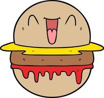 hamburguesa feliz de dibujos animados vector