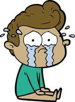 cartoon crying man vector