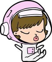 cartoon pretty astronaut girl vector