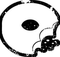 icono de ilustración de vector gráfico de donut mordido efecto angustiado