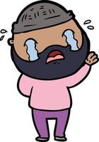 cartoon bearded man crying vector