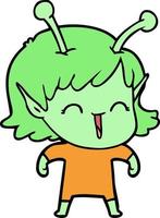 cartoon alien girl laughing vector