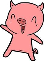 cartoon pig dancing vector