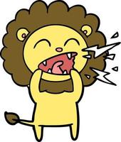 cartoon roaring lion vector