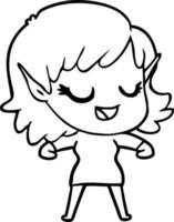 happy cartoon elf girl vector