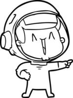 astronauta de dibujos animados feliz señalando vector