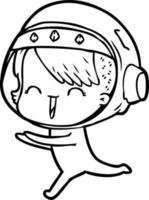 happy cartoon space girl vector