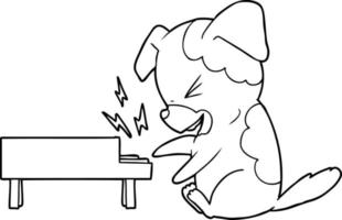 cartoon dog rocking out on piano vector