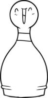 cartoon happy bowling pin vector