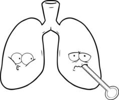 cartoon unhealthy lungs vector