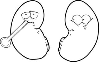cartoon unhealthy kidney vector