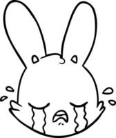 cartoon crying bunny face vector
