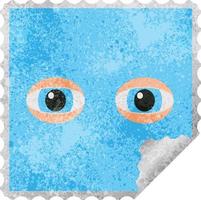staring eyes graphic square sticker stamp vector