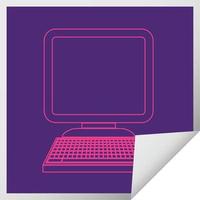 computer icon square peeling sticker vector illustration