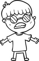 cartoon boy wearing spectacles vector