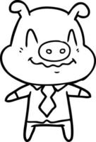 nervous cartoon pig boss vector