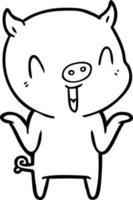 happy cartoon pig vector