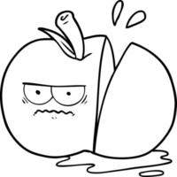 cartoon angry sliced apple vector