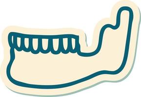 tattoo style sticker of a skeleton jaw vector