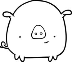 line drawing of a happy pig vector