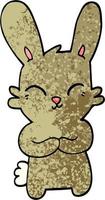 cute grunge textured illustration cartoon rabbit vector