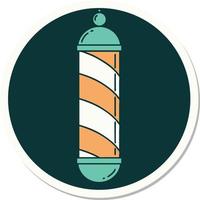 sticker of tattoo in traditional style of a barbers pole vector