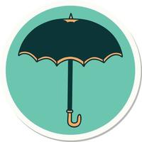 sticker of tattoo in traditional style of an umbrella vector