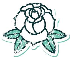 iconic distressed sticker tattoo style image of a flower vector