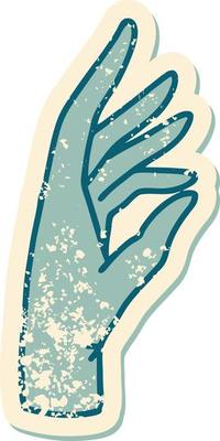 iconic distressed sticker tattoo style image of a hand