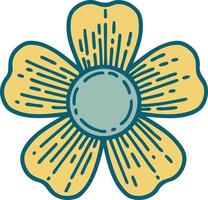 iconic tattoo style image of a flower vector