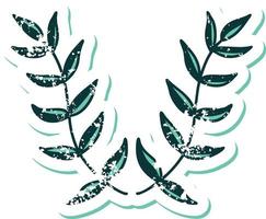 iconic distressed sticker tattoo style image of a laurel vector
