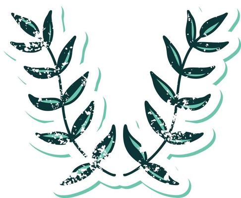 iconic distressed sticker tattoo style image of a laurel