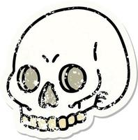 distressed sticker tattoo in traditional style of a skull vector