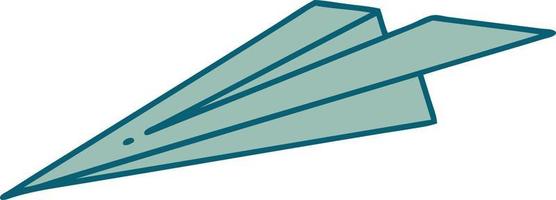iconic tattoo style image of a paper airplane vector