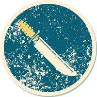 iconic distressed sticker tattoo style image of a knife vector