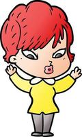 cartoon doodle character woman vector