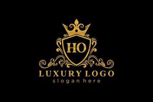Initial HO Letter Royal Luxury Logo template in vector art for Restaurant, Royalty, Boutique, Cafe, Hotel, Heraldic, Jewelry, Fashion and other vector illustration.