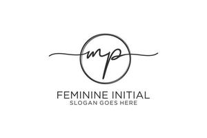 Initial MP handwriting logo with circle template vector logo of initial signature, wedding, fashion, floral and botanical with creative template.