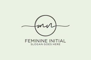 Initial MN handwriting logo with circle template vector logo of initial signature, wedding, fashion, floral and botanical with creative template.