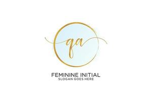 Initial QA handwriting logo with circle template vector signature, wedding, fashion, floral and botanical with creative template.