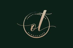 Initial OT handwriting logo with circle template vector signature, wedding, fashion, floral and botanical with creative template.