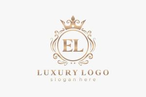 Initial EL Letter Royal Luxury Logo template in vector art for Restaurant, Royalty, Boutique, Cafe, Hotel, Heraldic, Jewelry, Fashion and other vector illustration.