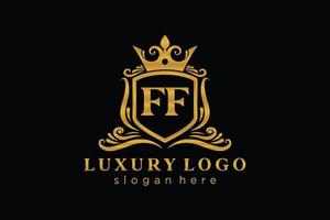 Initial FF Letter Royal Luxury Logo template in vector art for Restaurant, Royalty, Boutique, Cafe, Hotel, Heraldic, Jewelry, Fashion and other vector illustration.