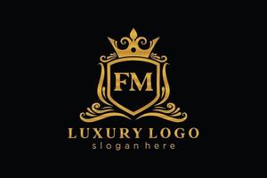 Initial FM Letter Royal Luxury Logo template in vector art for Restaurant, Royalty, Boutique, Cafe, Hotel, Heraldic, Jewelry, Fashion and other vector illustration.