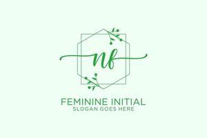 Initial NF beauty monogram and elegant logo design handwriting logo of initial signature, wedding, fashion, floral and botanical with creative template. vector