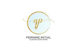 Initial QP handwriting logo with circle template vector signature, wedding, fashion, floral and botanical with creative template.