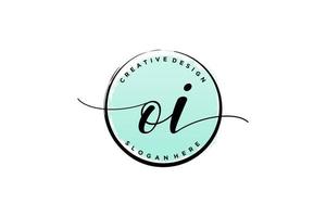 Initial OI handwriting logo with circle template vector signature, wedding, fashion, floral and botanical with creative template.