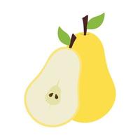 Yellow Pear Fruit Icon Vector in Animated Cartoon Isolated on White Background