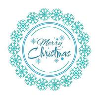 Merry Christmas with Snowflake Border on white background vector